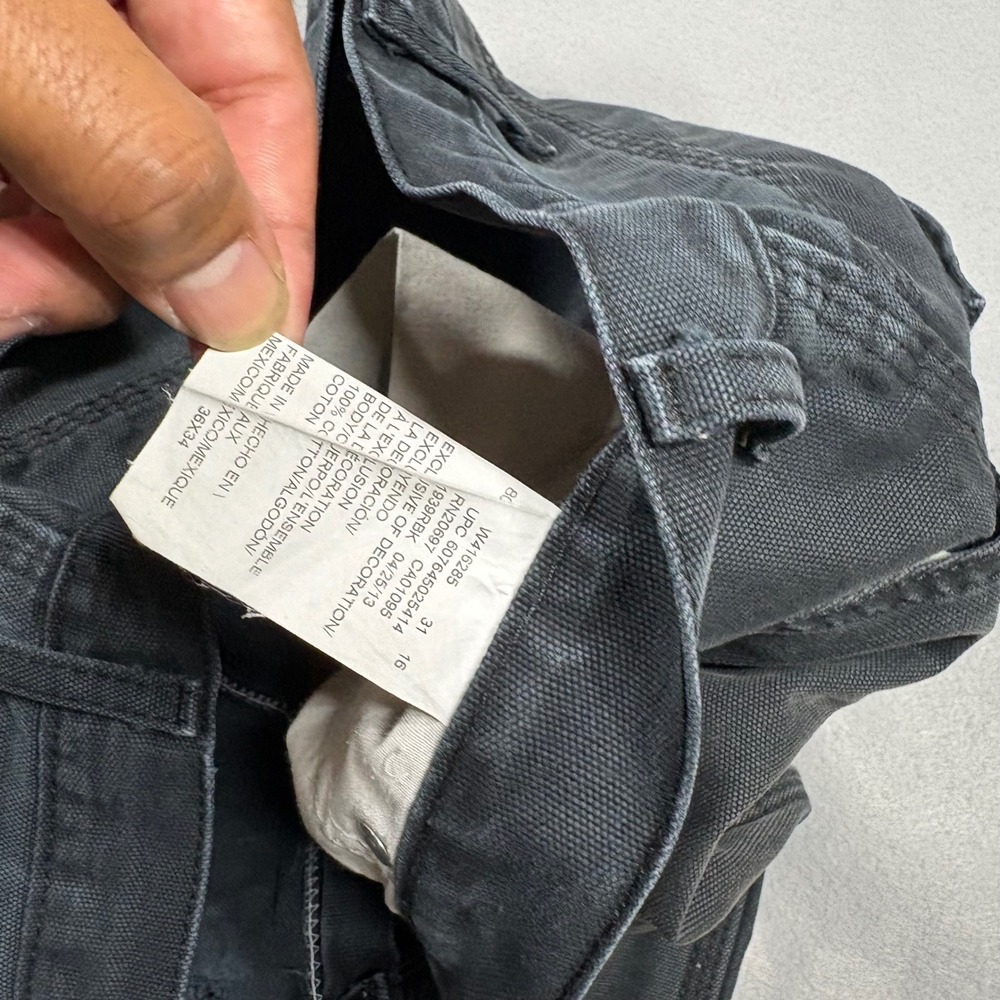 Dickies Carpenter Pants Mens 36x34 Faded Black Canvas Workwear Utility 1939RBK - Picture 4 of 6